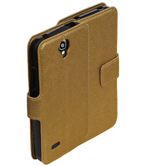 Goud Huawei Y560 / Y5 TPU wallet case booktype hoesje HM Book