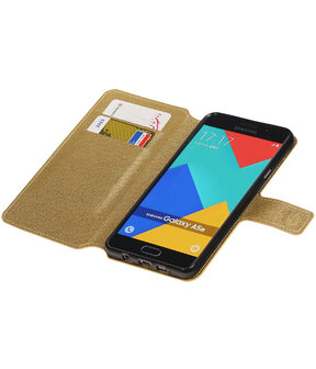 Goud Samsung Galaxy A5 2016 TPU wallet case booktype hoesje HM Book