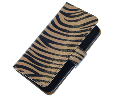 HTC One M7 Zebra Grijs Booktype Wallet Hoesje