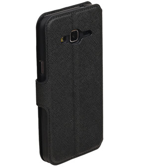 Zwart Samsung Galaxy J3 TPU wallet case booktype hoesje HM Book