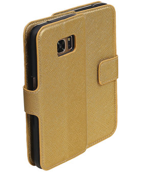 Goud Samsung Galaxy S7 TPU wallet case booktype hoesje HM Book