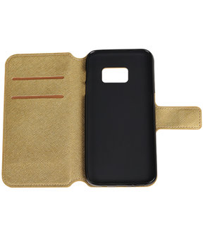 Goud Samsung Galaxy S7 TPU wallet case booktype hoesje HM Book