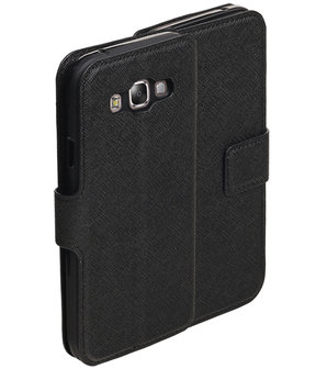 Zwart Samsung Galaxy E5 TPU wallet case booktype hoesje HM Book