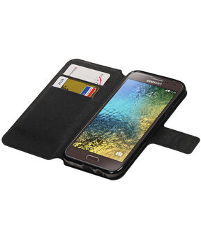 Zwart Samsung Galaxy E5 TPU wallet case booktype hoesje HM Book