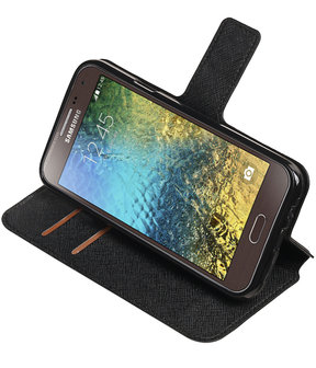 Zwart Samsung Galaxy E5 TPU wallet case booktype hoesje HM Book