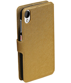 Goud HTC Desire 825 TPU wallet case booktype hoesje HM Book