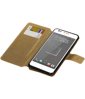 Goud HTC Desire 825 TPU wallet case booktype hoesje HM Book