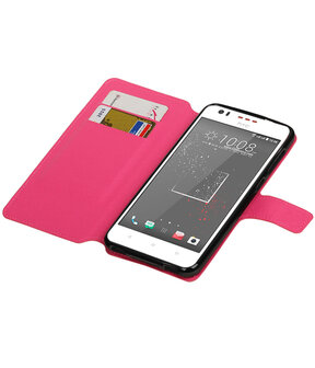 Roze HTC Desire 825 TPU wallet case booktype hoesje HM Book