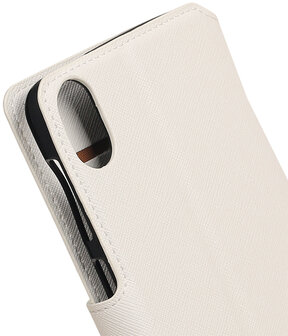 Wit HTC Desire 825 TPU wallet case booktype hoesje HM Book