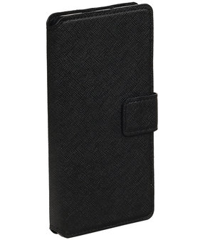 Zwart Samsung Galaxy J1 2015TPU wallet case booktype hoesje HM Book