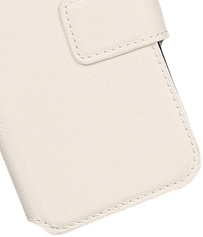 Wit Samsung Galaxy J1 2015TPU wallet case booktype hoesje HM Book