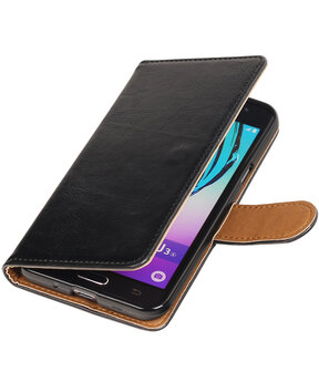 Zwart Pull-Up PU booktype wallet hoesje voor Samsung Galaxy J3