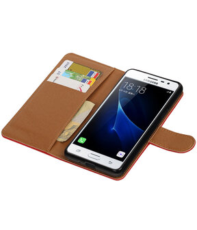 Rood Pull-Up PU booktype wallet hoesje voor Samsung Galaxy J3 Pro