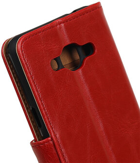 Rood Pull-Up PU booktype wallet hoesje voor Samsung Galaxy J3 Pro