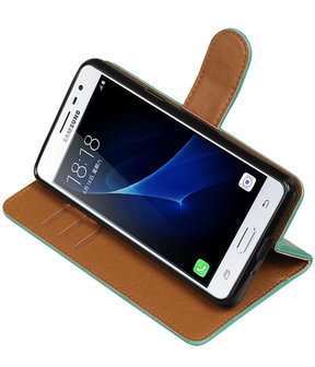 Groen Pull-Up PU booktype wallet voor Hoesje voor Samsung Galaxy J3 Pro