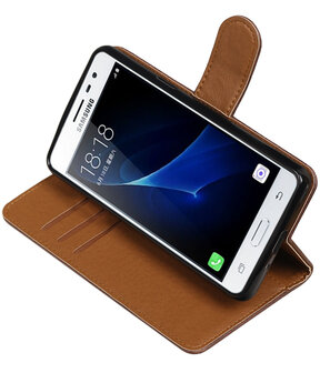 Mocca Pull-Up PU booktype wallet hoesje voor Samsung Galaxy J3 Pro