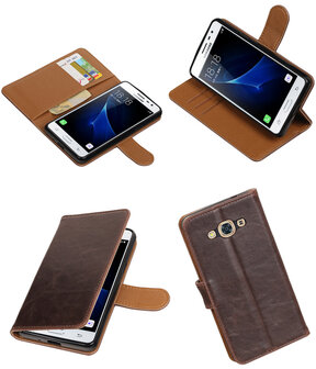 Mocca Pull-Up PU booktype wallet hoesje voor Samsung Galaxy J3 Pro