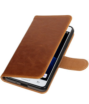 Bruin Pull-Up PU booktype wallet hoesje voor Samsung Galaxy J3 Pro