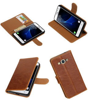 Bruin Pull-Up PU booktype wallet hoesje voor Samsung Galaxy J3 Pro