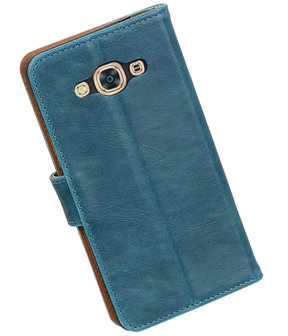 Blauw Pull-Up PU booktype wallet hoesje voor Samsung Galaxy J3 Pro