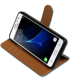 Blauw Pull-Up PU booktype wallet hoesje voor Samsung Galaxy J3 Pro