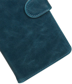 Blauw Pull-Up PU booktype wallet hoesje voor Samsung Galaxy J3 Pro