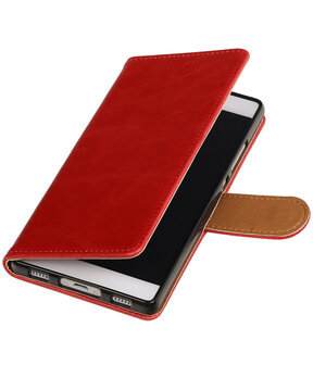 Rood Pull-Up PU booktype wallet hoesje voor Huawei P8