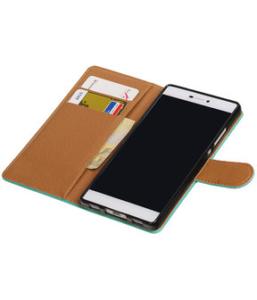 Groen Pull-Up PU booktype wallet voor Hoesje voor Huawei P8