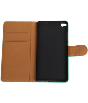 Groen Pull-Up PU booktype wallet voor Hoesje voor Huawei P8