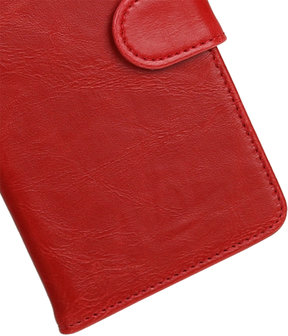 Rood Pull-Up PU booktype wallet hoesje voor Samsung Galaxy E5