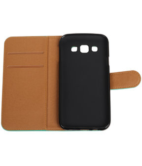 Groen Pull-Up PU booktype wallet hoesje voor Samsung Galaxy E5