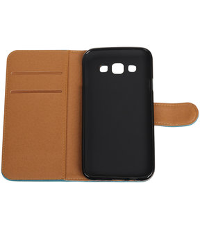 Blauw Pull-Up PU booktype wallet hoesje voor Samsung Galaxy E5