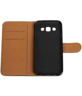 Zwart Pull-Up PU booktype wallet hoesje voor Samsung Galaxy E5