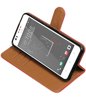 Rood Pull-Up PU booktype wallet hoesje voor HTC Desire 825