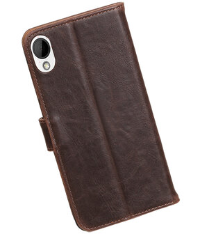 Mocca Pull-Up PU booktype wallet hoesje voor HTC Desire 825