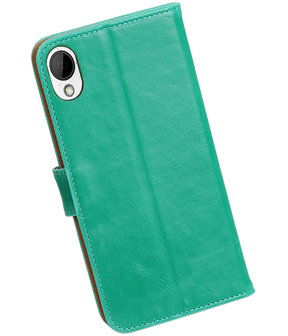 Groen Pull-Up PU booktype wallet hoesje voor HTC Desire 825