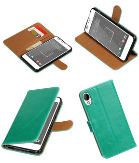 Groen Pull-Up PU booktype wallet hoesje voor HTC Desire 825