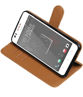 Bruin Pull-Up PU booktype wallet hoesje voor HTC Desire 825