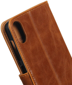 Bruin Pull-Up PU booktype wallet hoesje voor HTC Desire 825