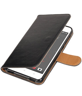 Zwart Pull-Up PU booktype wallet hoesje voor HTC Desire 825