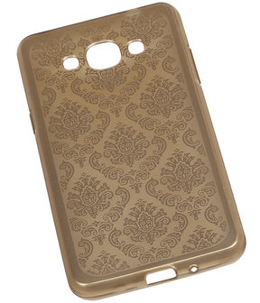 Goud Brocant TPU back case cover hoesje voor Samsung Galaxy J3 Pro