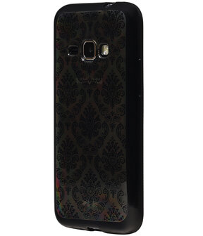Zwart Brocant TPU back case cover hoesje voor Samsung Galaxy J2 2016