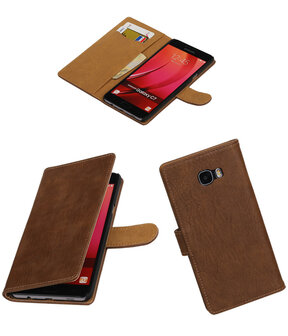 Bruin Hout booktype wallet cover hoesje voor HTC Desire 830