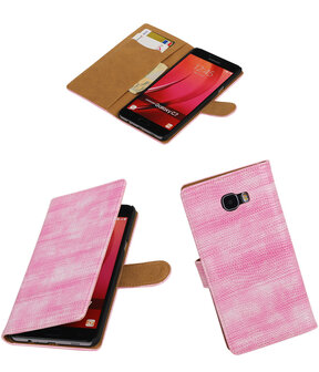 Grijs Mini Slang booktype wallet cover hoesje voor Samsung Galaxy C7