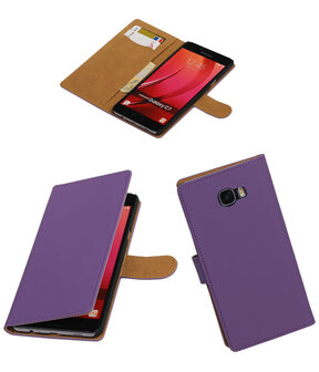 Paars Effen booktype wallet cover hoesje voor Samsung Galaxy C7