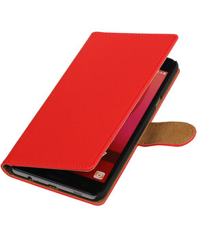 Rood Effen booktype wallet cover hoesje voor Samsung Galaxy C7