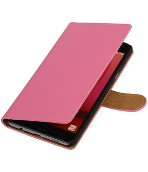 Roze Effen booktype wallet cover hoesje voor Samsung Galaxy C7