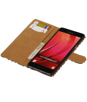 Zebra booktype wallet cover hoesje voor Samsung Galaxy C7