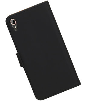 Zwart Effen booktype wallet cover hoesje voor HTC Desire 830