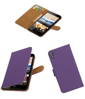 Paars Effen booktype wallet cover hoesje voor HTC Desire 830